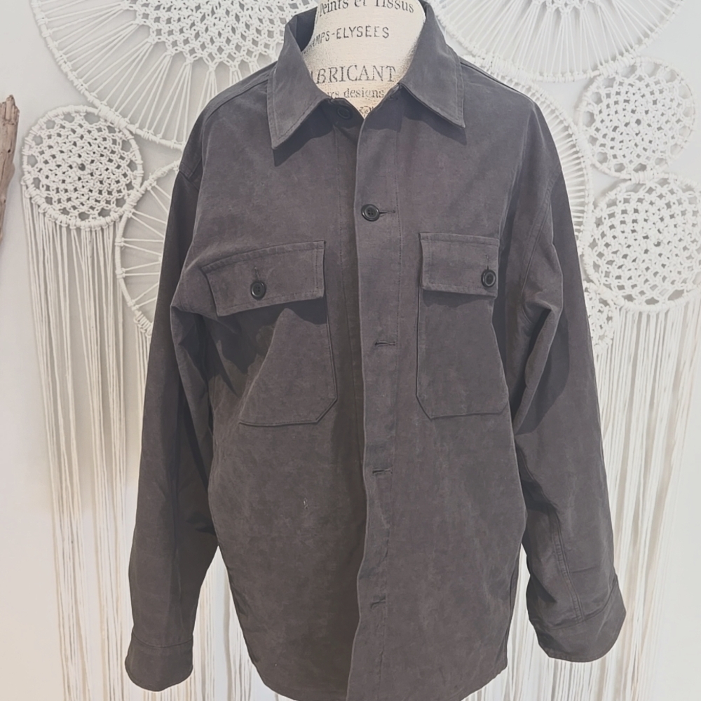 Uniqlo Gray Lightweight Shirt Jacket Relaxed Fit
